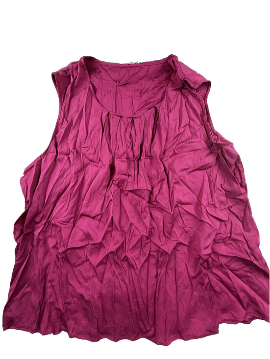Talbots Tops - Talbots Woman Tank Top‎ 24W Pink Magenta Pleated Neck Stretch Satin Blouse Plus